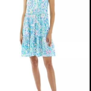 Lilly Pulitzer Aqua and Turquoise Floral Shift Dress